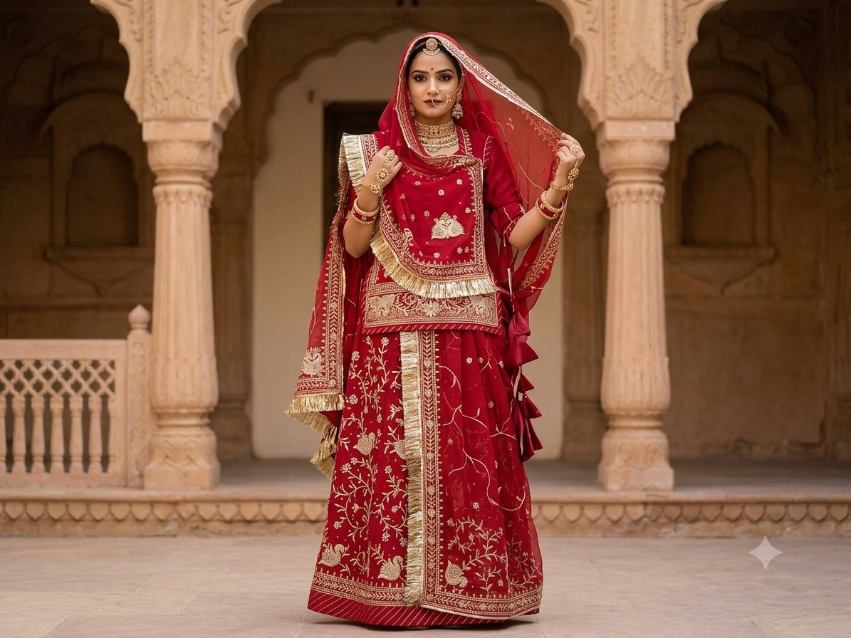 Marwar Maharani – Red Rajputi Poshaak ❤️